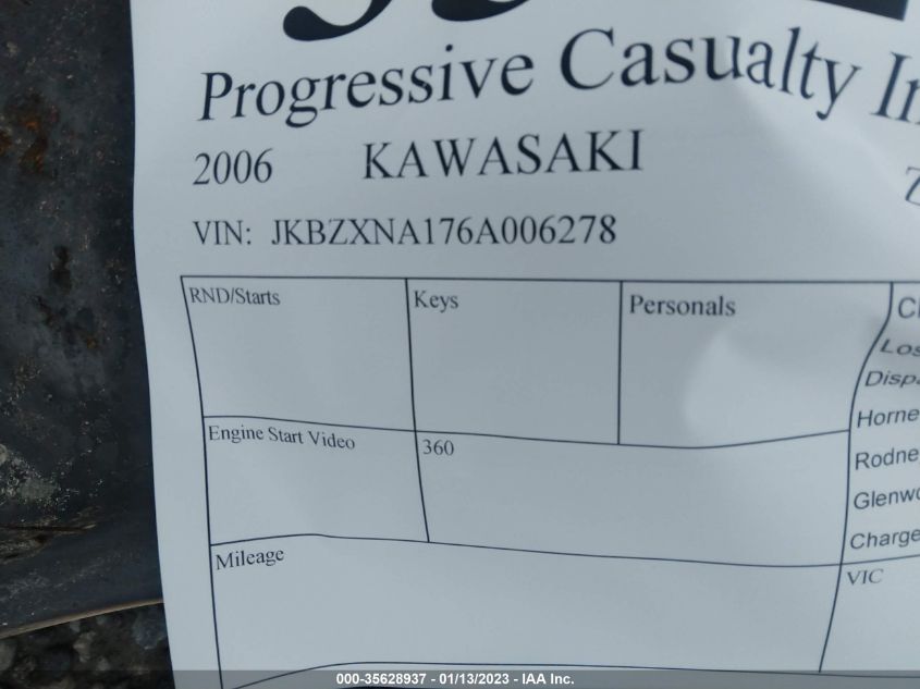 2006 KAWASAKI ZX1400 A - JKBZXNA176A006278