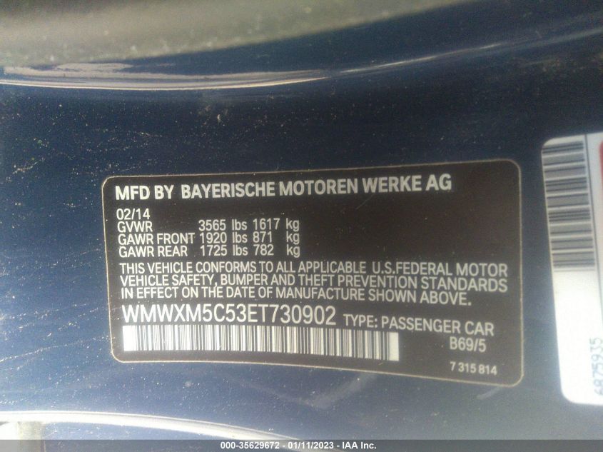 2014 MINI COOPER HARDTOP WMWXM5C53ET730902