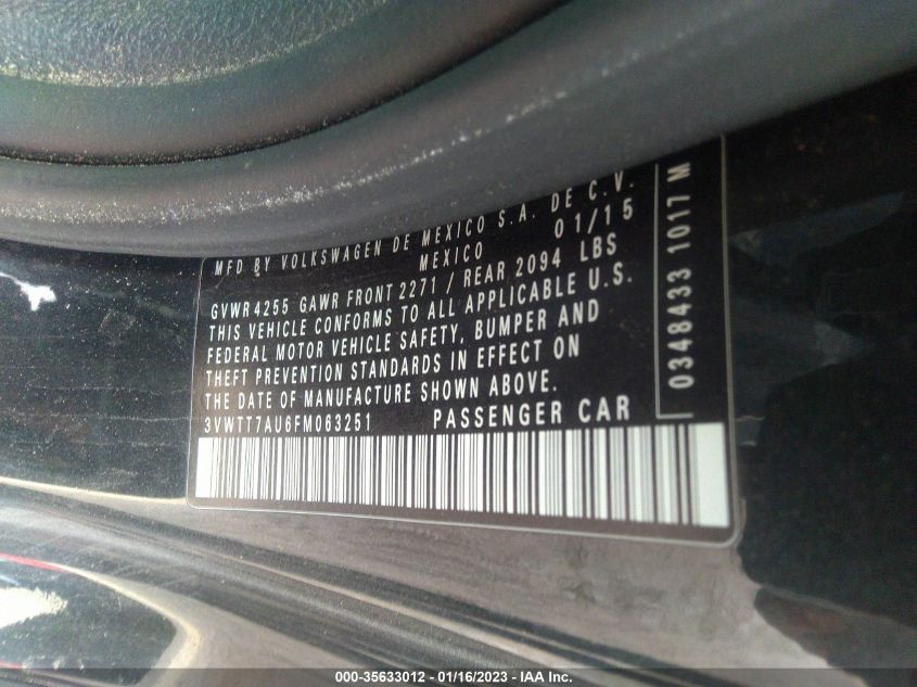 2015 VOLKSWAGEN GOLF GTI S - 3VWTT7AU6FM063251