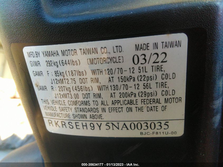 2022 YAMAHA YW125 RKRSEH9Y5NA003035