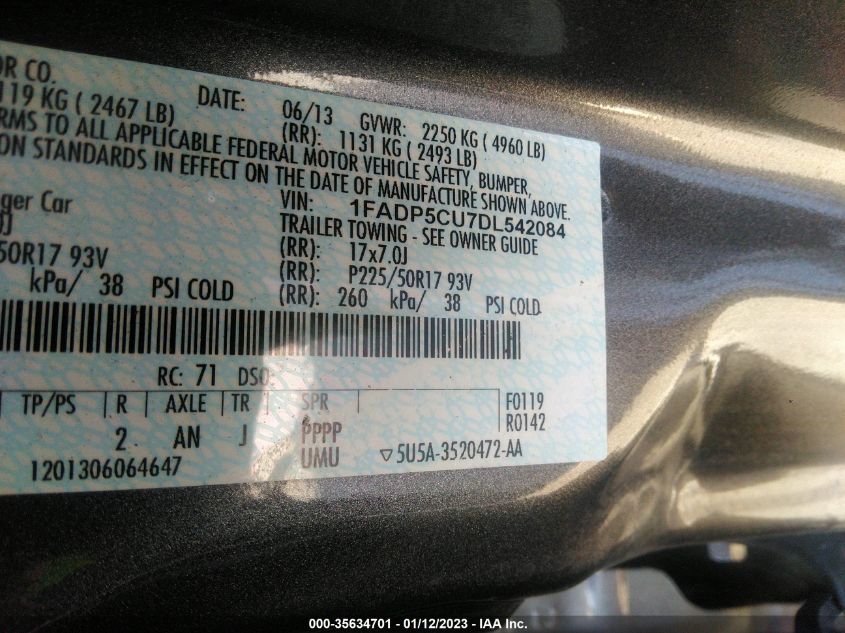 2013 FORD C-MAX ENERGI SEL 1FADP5CU7DL542084