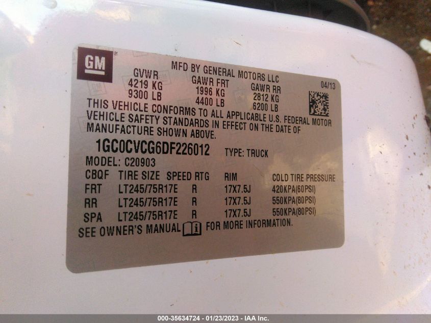 2013 CHEVROLET SILVERADO 2500HD WORK TRUCK - 1GC0CVCG6DF226012