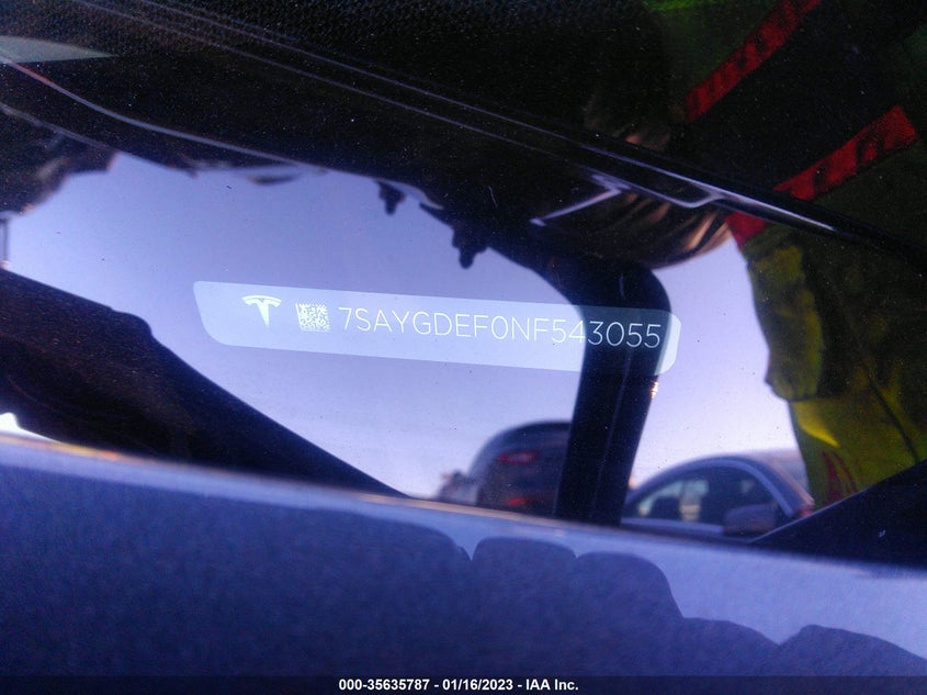 VIN 7SAYGDEF0NF543055 2022 TESLA MODEL Y PERFORMANCE
