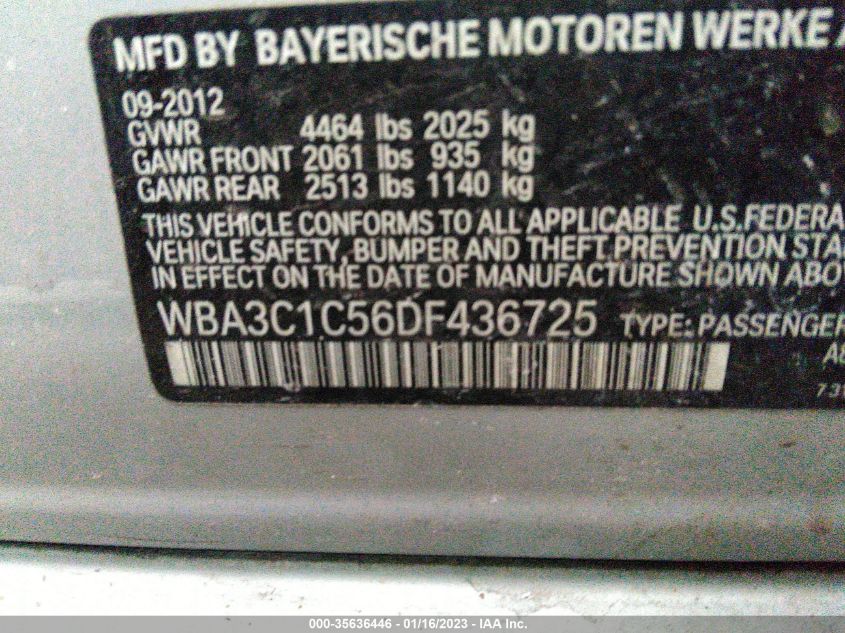 VIN WBA3C1C56DF436725 2013 BMW 3 SERIES no.9