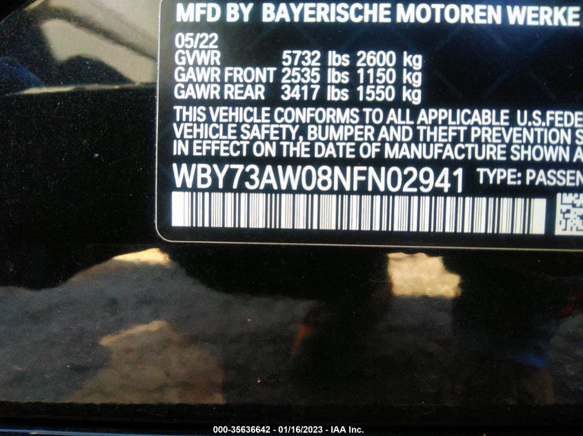 2022 BMW I4 EDRIVE40 WBY73AW08NFN02941