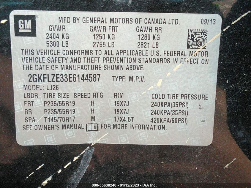 2014 GMC TERRAIN DENALI 2GKFLZE33E6144587