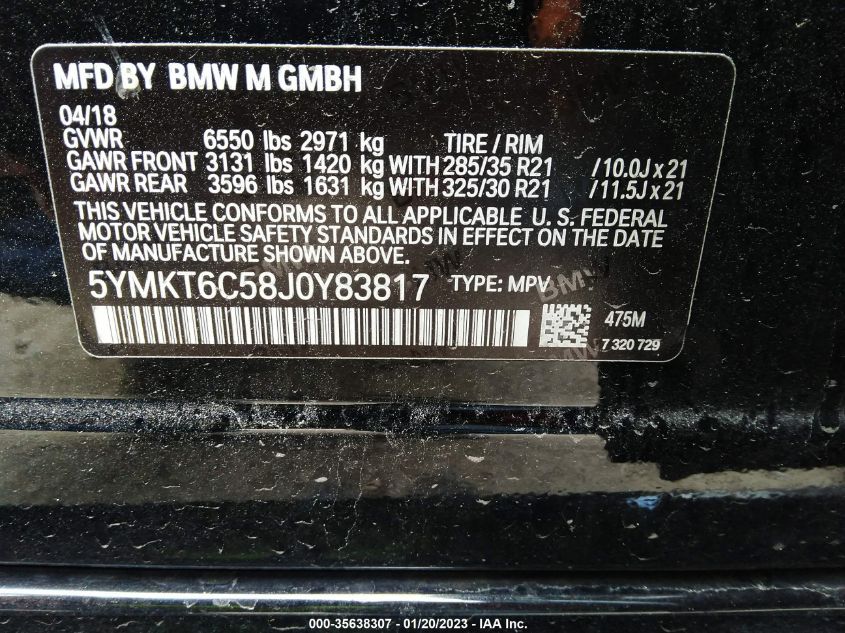 2018 BMW X5 M 5YMKT6C58J0Y83817