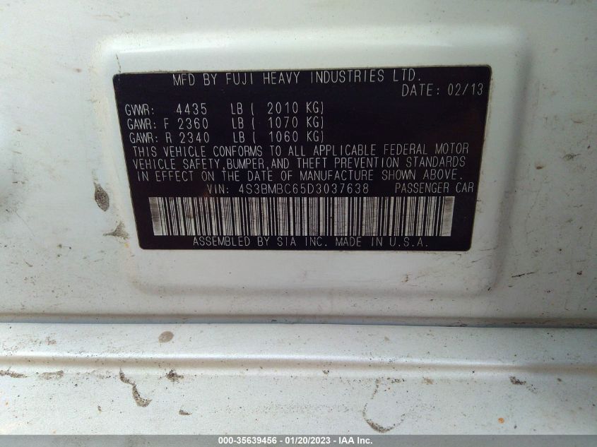 2013 SUBARU LEGACY 2.5I PREMIUM - 4S3BMBC65D3037638