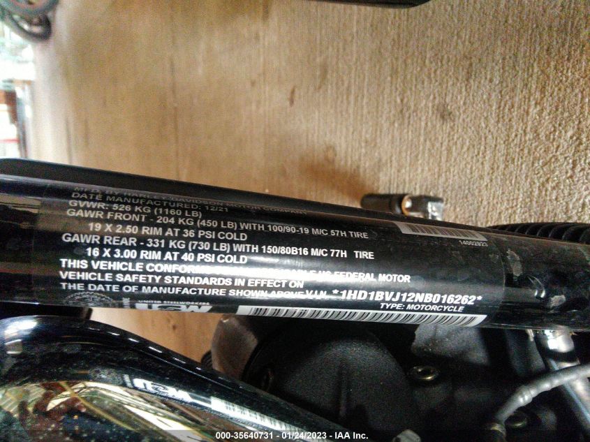 2022 HARLEY-DAVIDSON FXST 1HD1BVJ12NB016262