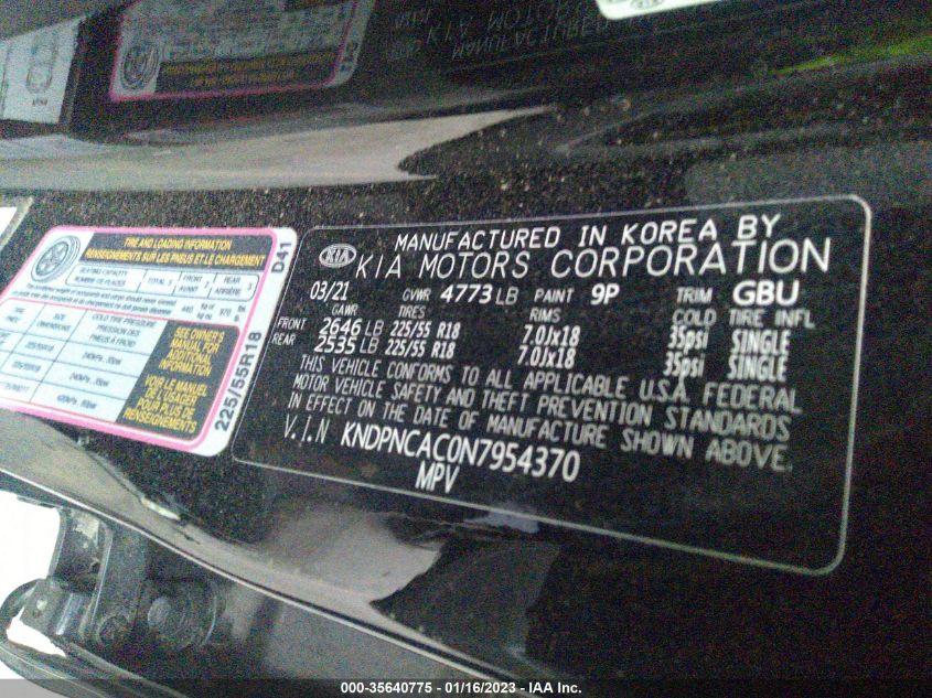 VIN KNDPNCAC0N7954370 2022 KIA SPORTAGE no.9