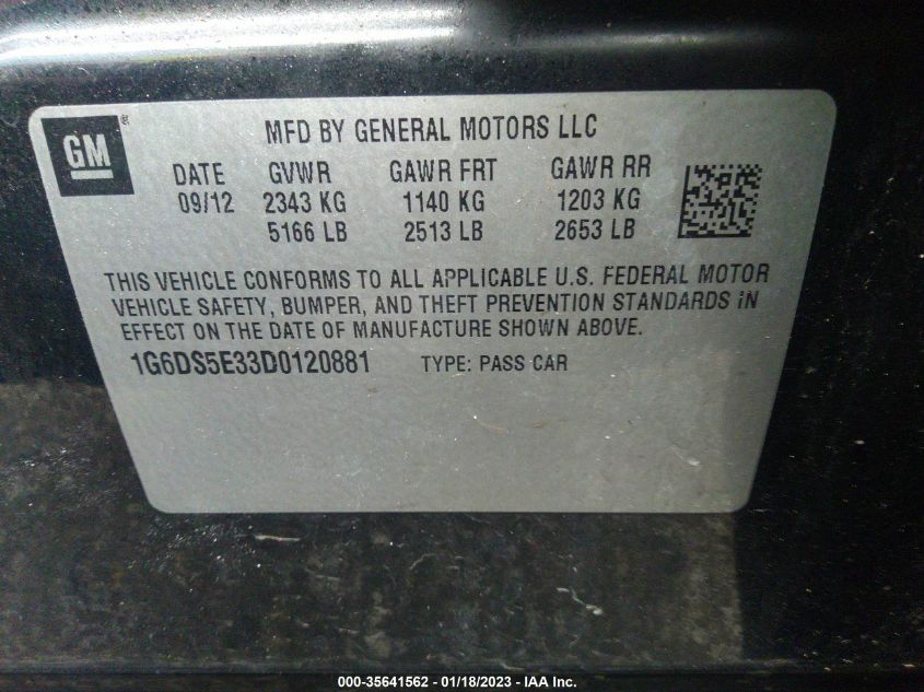 2013 CADILLAC CTS SEDAN PREMIUM - 1G6DS5E33D0120881