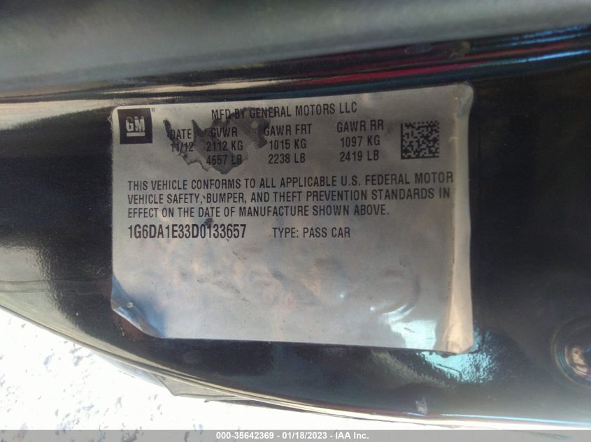 2013 CADILLAC CTS COUPE 1G6DA1E33D0133657