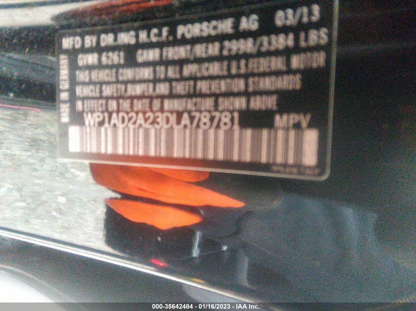 2013 PORSCHE CAYENNE GTS WP1AD2A23DLA78781