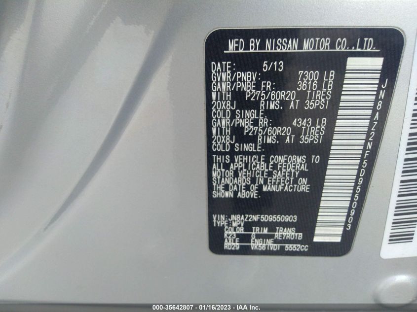 2013 INFINITI QX56 JN8AZ2NF5D9550903