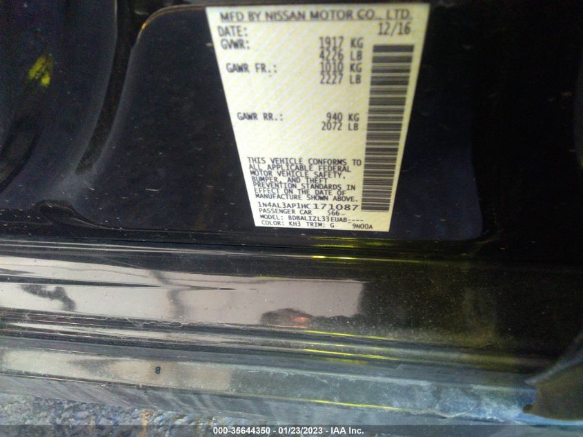 2017 NISSAN ALTIMA 2.5 SV - 1N4AL3AP1HC171087