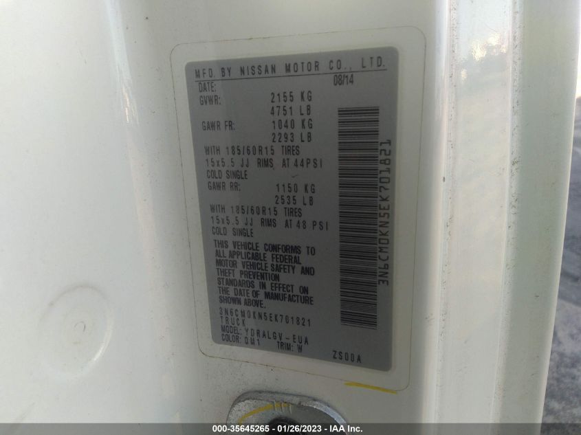 2014 NISSAN NV200 SV 3N6CM0KN5EK701821