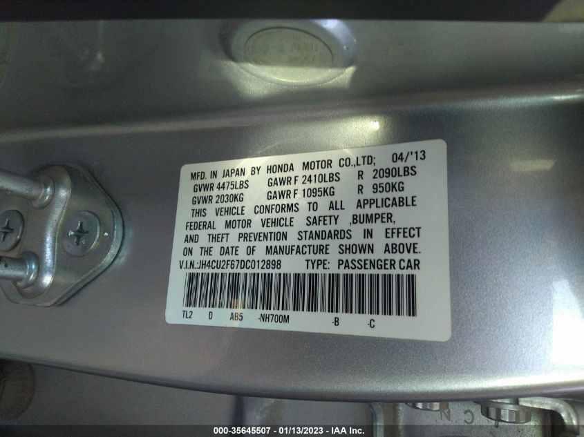 2013 ACURA TSX TECH PKG JH4CU2F67DC012898