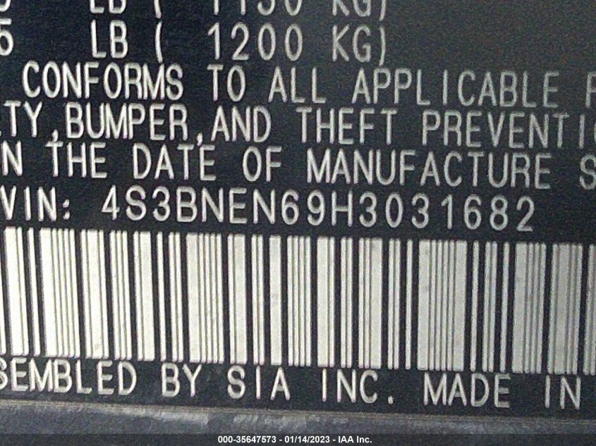 2017 SUBARU LEGACY LIMITED 4S3BNEN69H3031682