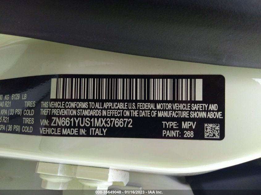 2021 MASERATI LEVANTE S GRANSPORT ZN661YUS1MX376672