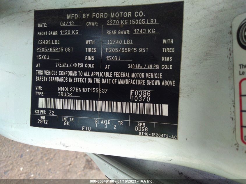 2013 FORD TRANSIT CONNECT XLT NM0LS7BN1DT155537