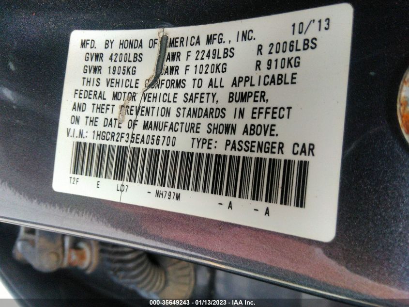 2014 HONDA ACCORD SEDAN LX - 1HGCR2F35EA056700