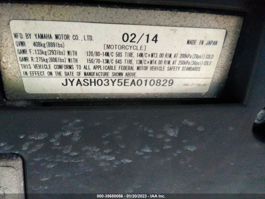 2014 YAMAHA YP400 JYASH03Y5EA010829