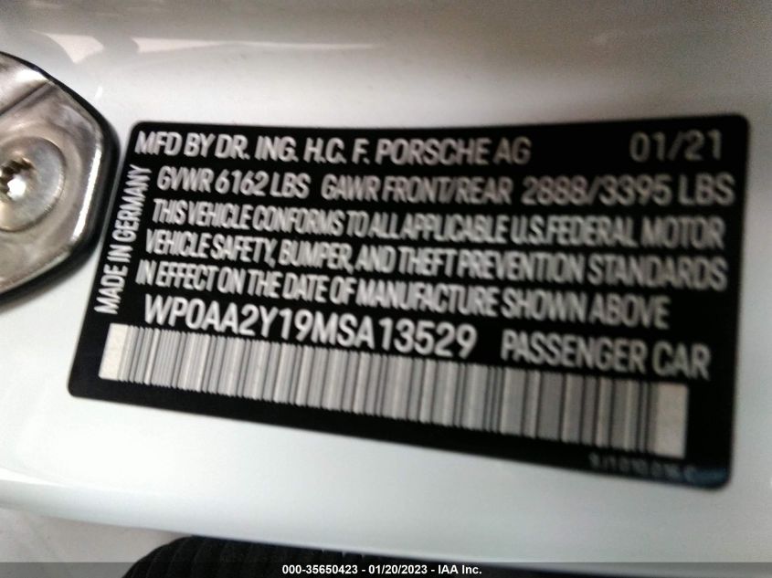 2021 Porsche Taycan - WP0AA2Y19MSA13529