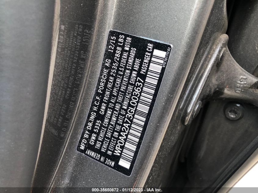2016 PORSCHE PANAMERA WP0AA2A73GL003637