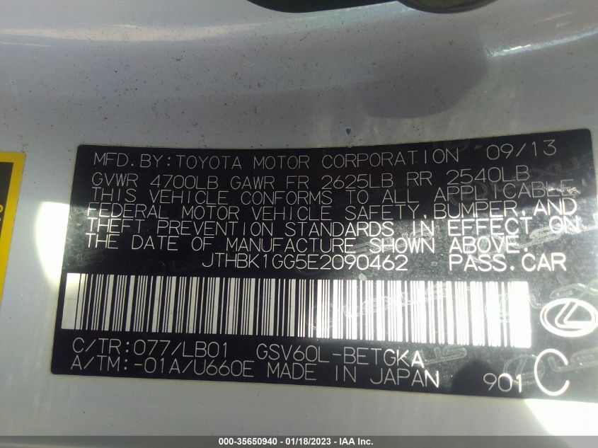 2014 LEXUS ES 350 - JTHBK1GG5E2090462