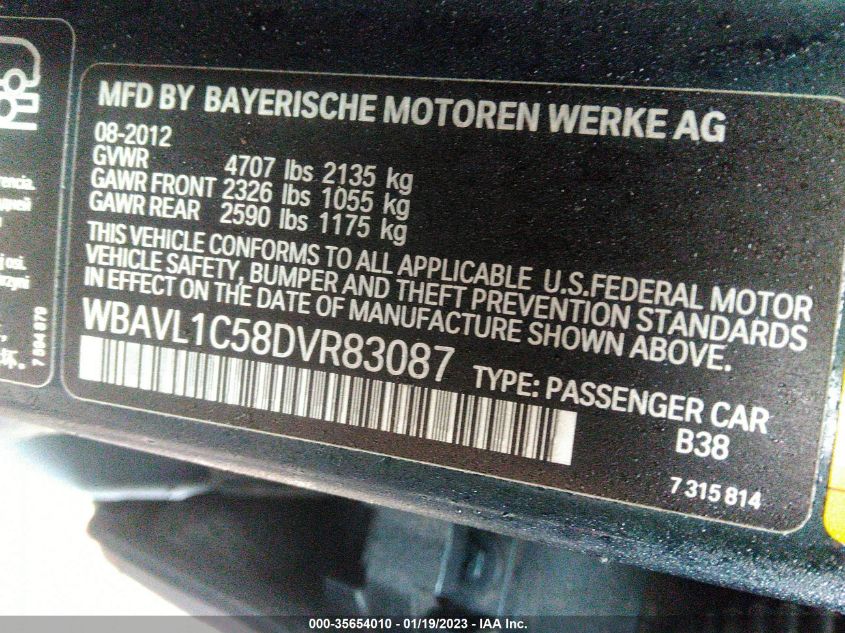 2013 BMW X1 XDRIVE28I - WBAVL1C58DVR83087