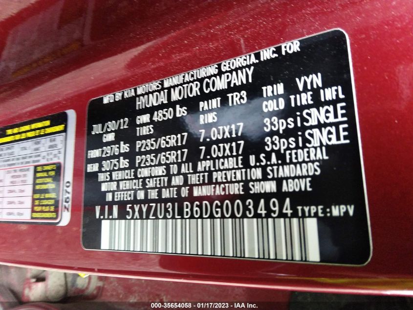 2013 HYUNDAI SANTA FE SPORT - 5XYZU3LB6DG003494