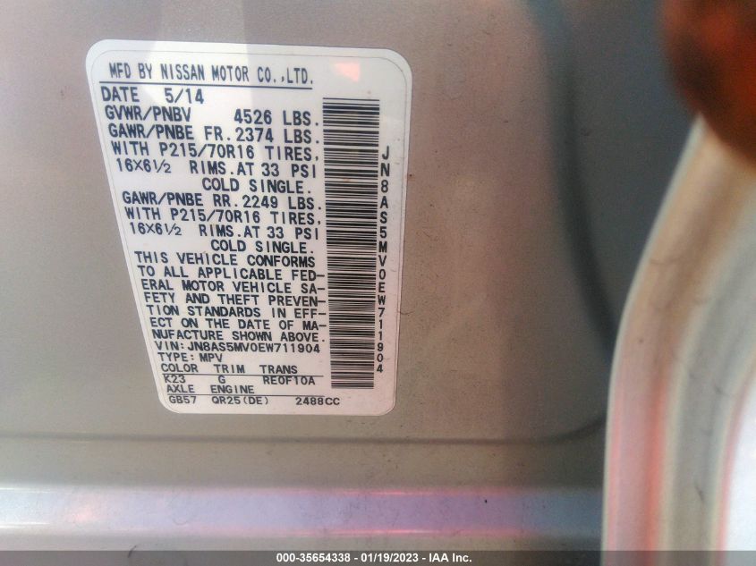 2014 NISSAN ROGUE SELECT S - JN8AS5MV0EW711904