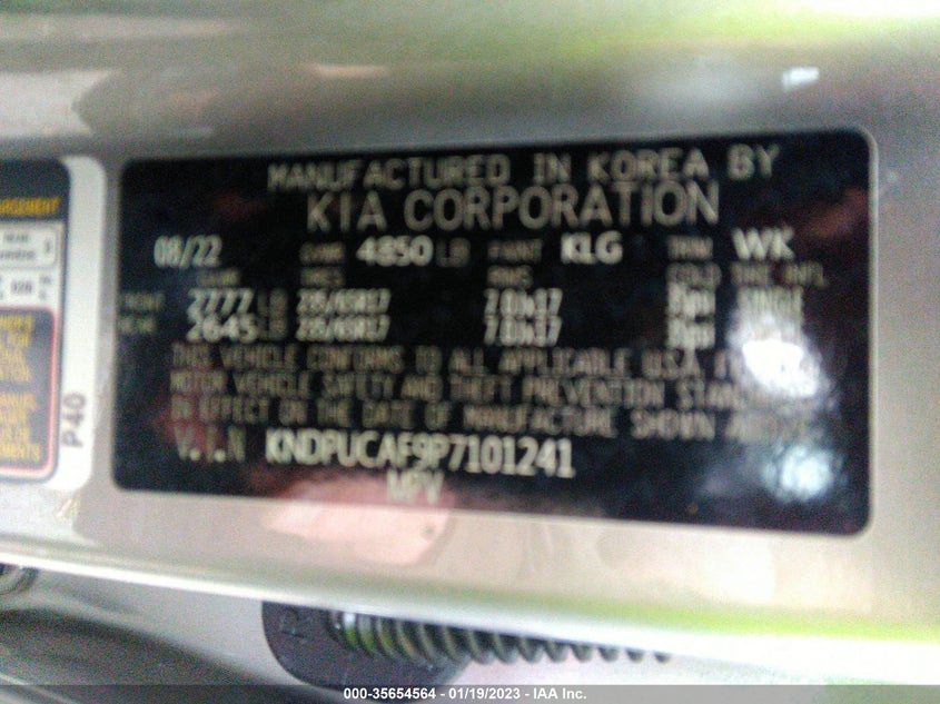VIN KNDPUCAF9P7101241 2023 KIA SPORTAGE LX