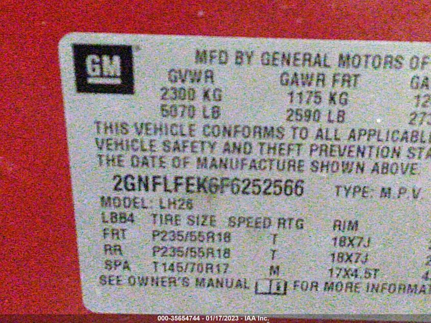 2015 CHEVROLET EQUINOX LT - 2GNFLFEK6F6252566
