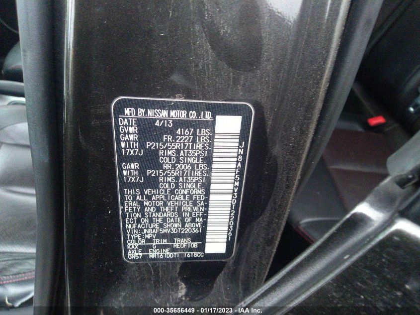 2013 NISSAN JUKE SL - JN8AF5MV3DT220361