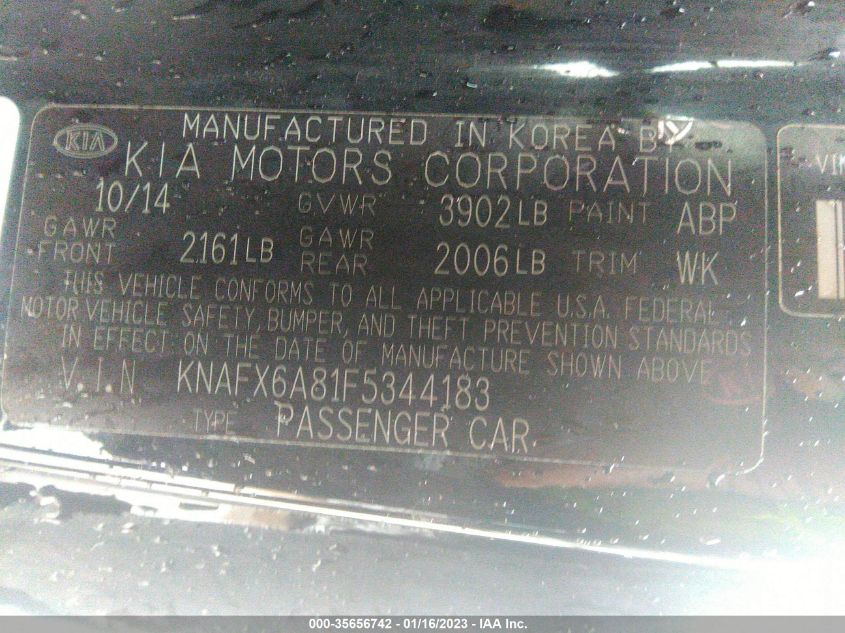 2015 KIA FORTE KOUP EX KNAFX6A81F5344183