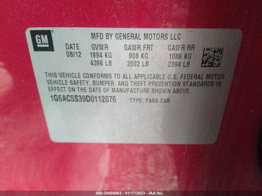 2013 CADILLAC ATS PERFORMANCE - 1G6AC5S39D0112076