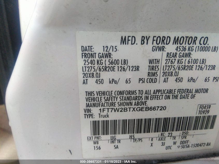2016 FORD SUPER DUTY F-250 SRW LARIAT/PLATINUM 1FT7W2BTXGEB66720