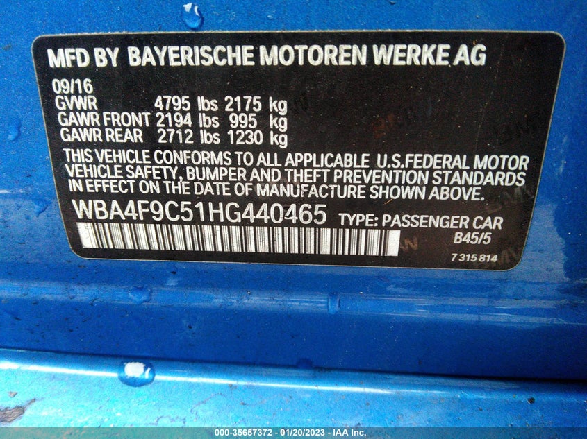 VIN WBA4F9C51HG440465 2017 BMW 4 SERIES 430I XDRIVE