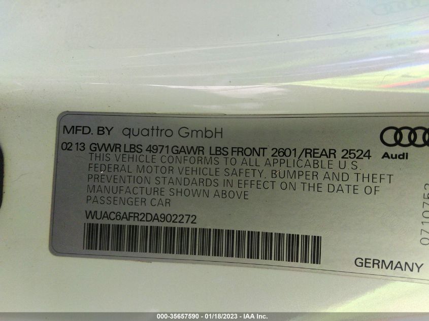 2013 AUDI RS 5 WUAC6AFR2DA902272
