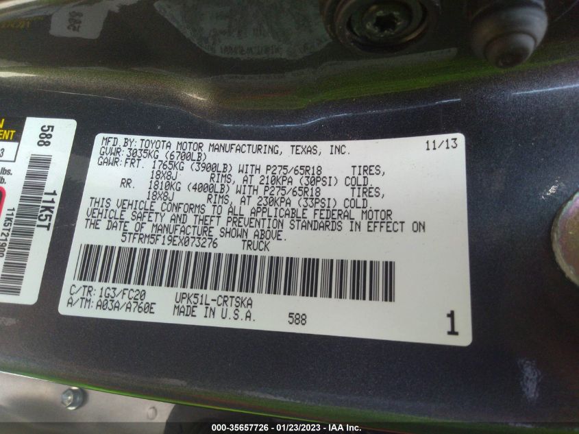 2014 TOYOTA TUNDRA 2WD TRUCK SR/SR5 - 5TFRM5F19EX073276