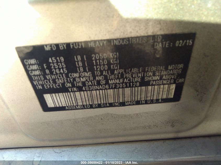 2015 SUBARU LEGACY 2.5I PREMIUM - 4S3BNAD67F3051128