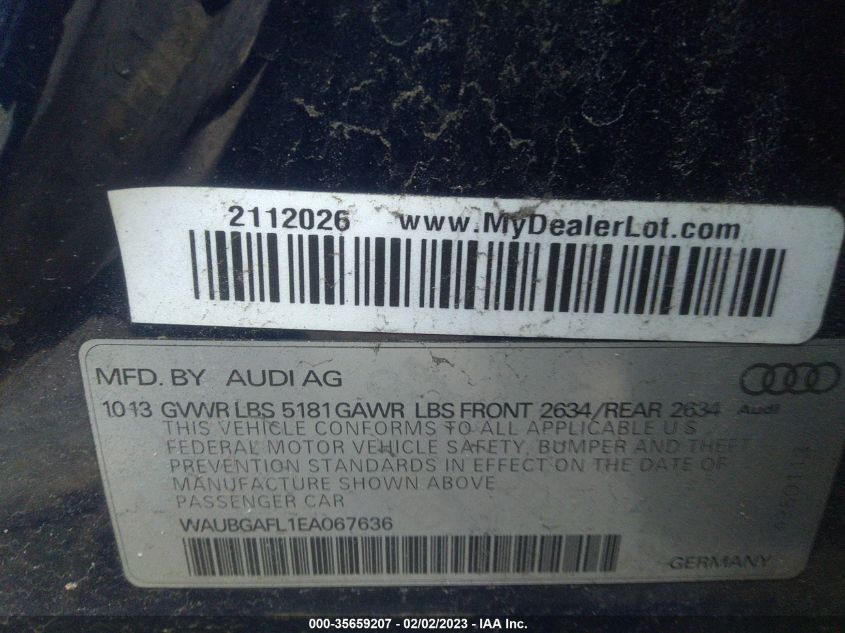2014 AUDI S4 PREMIUM PLUS WAUBGAFL1EA067636