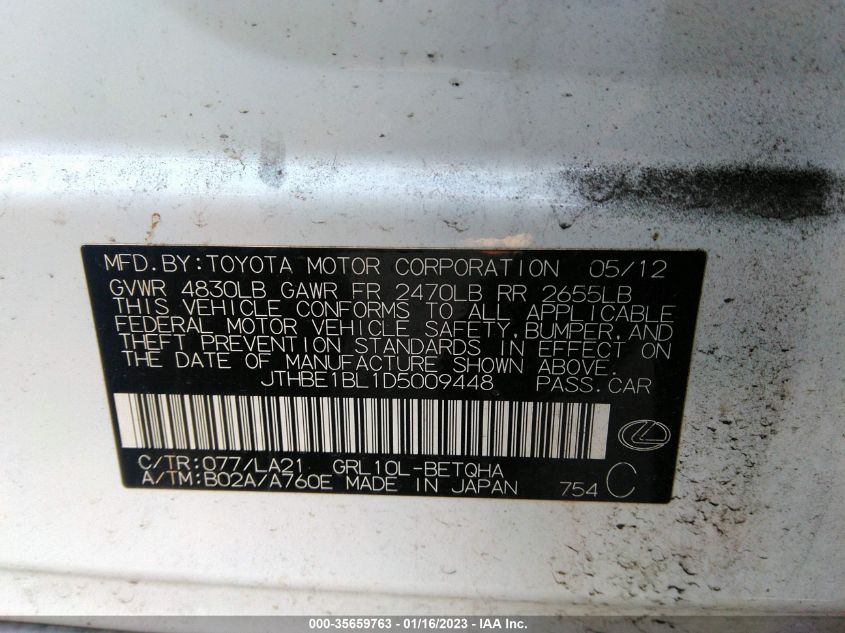 2013 LEXUS GS 350 - JTHBE1BL1D5009448