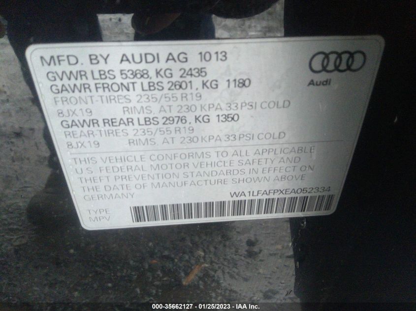 2014 AUDI Q5 PREMIUM PLUS WA1LFAFPXEA052334