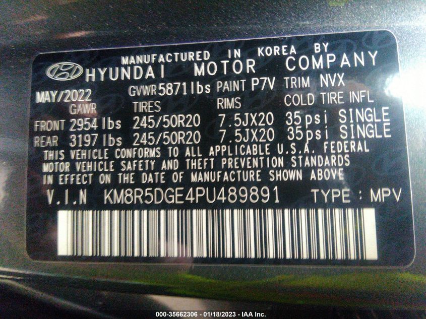 2023 HYUNDAI PALISADE LIMITED KM8R5DGE4PU489891