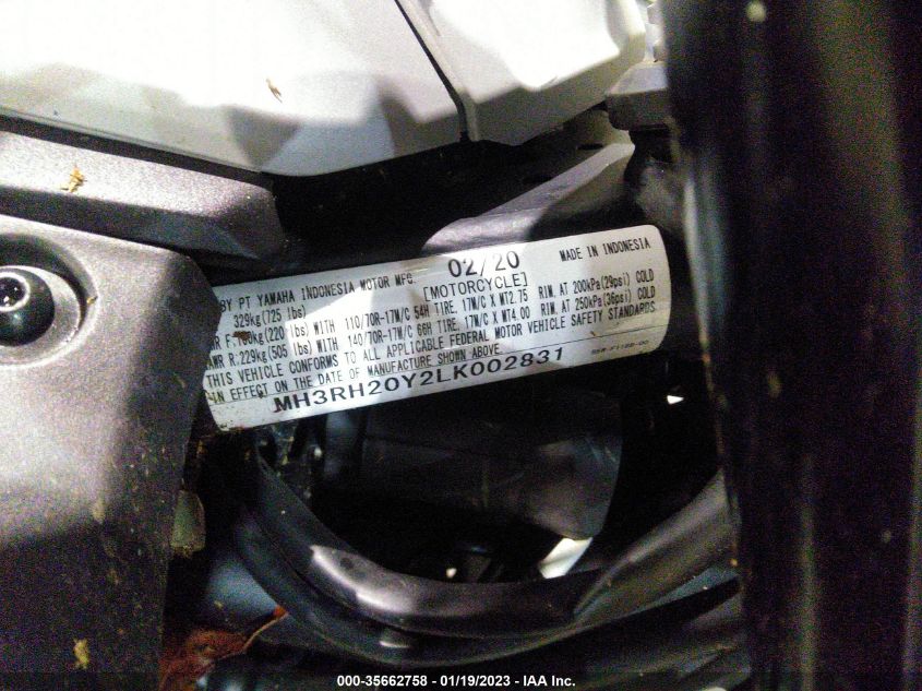 2020 YAMAHA MT-03 MH3RH20Y2LK002831