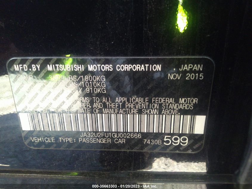 2016 MITSUBISHI LANCER ES - JA32U2FU1GU002666
