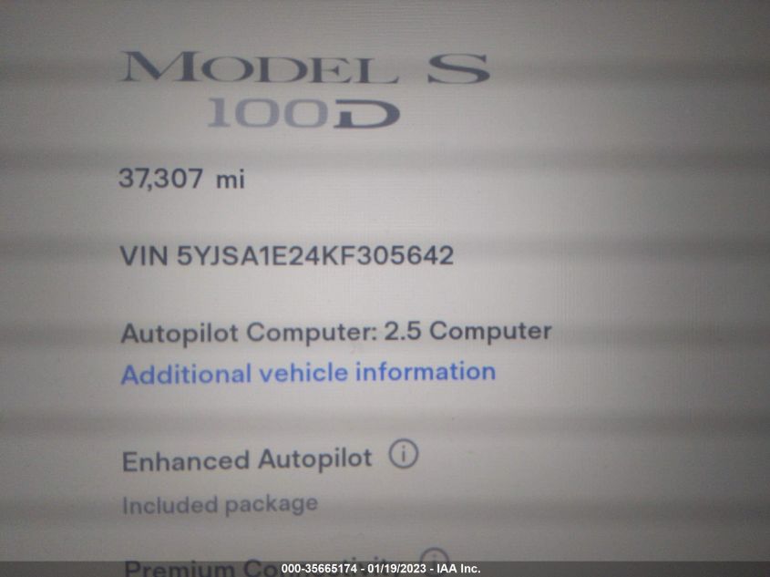 2019 TESLA MODEL S - 5YJSA1E24KF305642