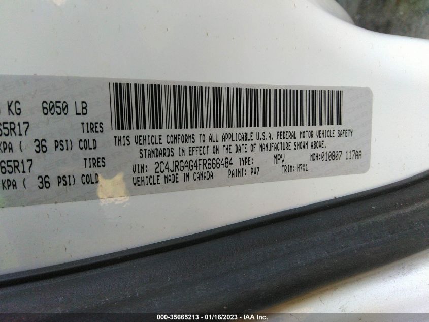 2015 RAM CARGO VAN TRADESMAN 2C4JRGAG4FR666484